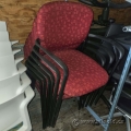 Red Pattern Office Stacking Side Guest Chair w/ Black Frame
